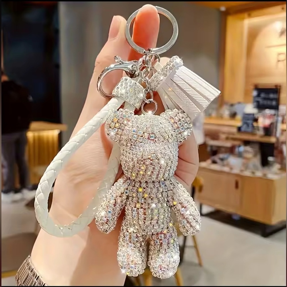 Rhinestone Bear Keychain Charm - Picture 2 of 7